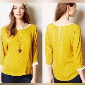 Anthropologie Maeve Size 6 Ayton Shirt Top Rayon Mustard Yellow